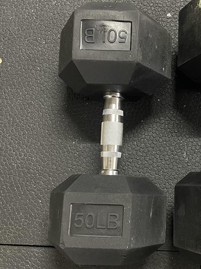 Single 50lb Rubber Hex Dumbbell